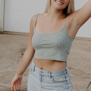 Brandy Melville Green Floral Camisole
